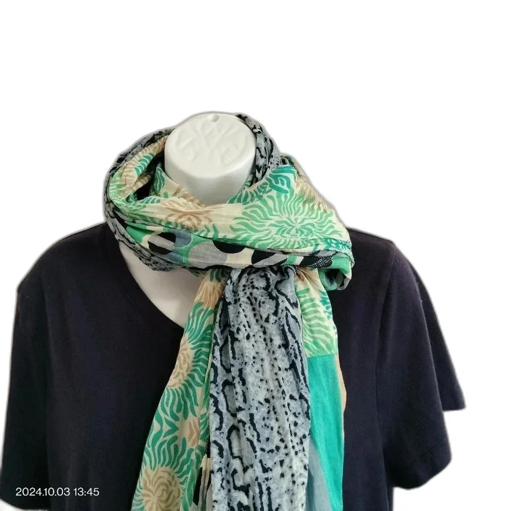 Erfurt Scarf Multifunctional Shawl Oversized Semi Sheer Animal Abstract design